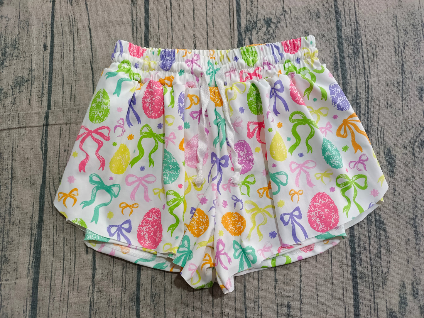 Colorful bow eggs kids girls Easter active shorts