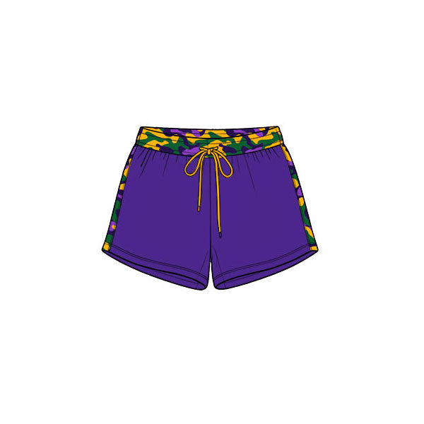 Purple camo kids boys Mardi Gras shorts
