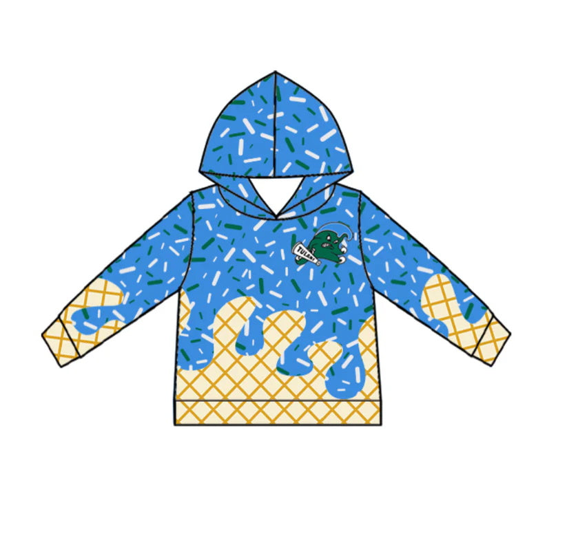 MOQ 3 pcs blue green ice cream sprinkle toddler kids team hoodie