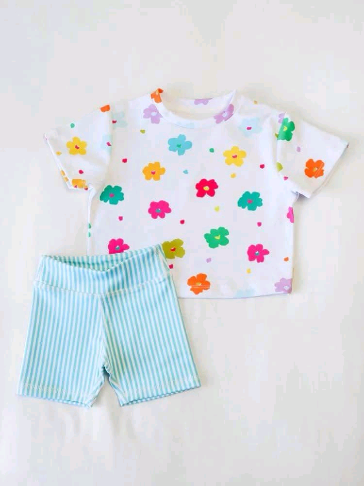 Deadline April 9 colorful floral top stripe shorts kids girls clothes