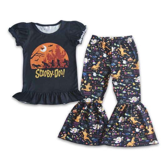 Black mystery shirt boo pants girls Halloween clothing