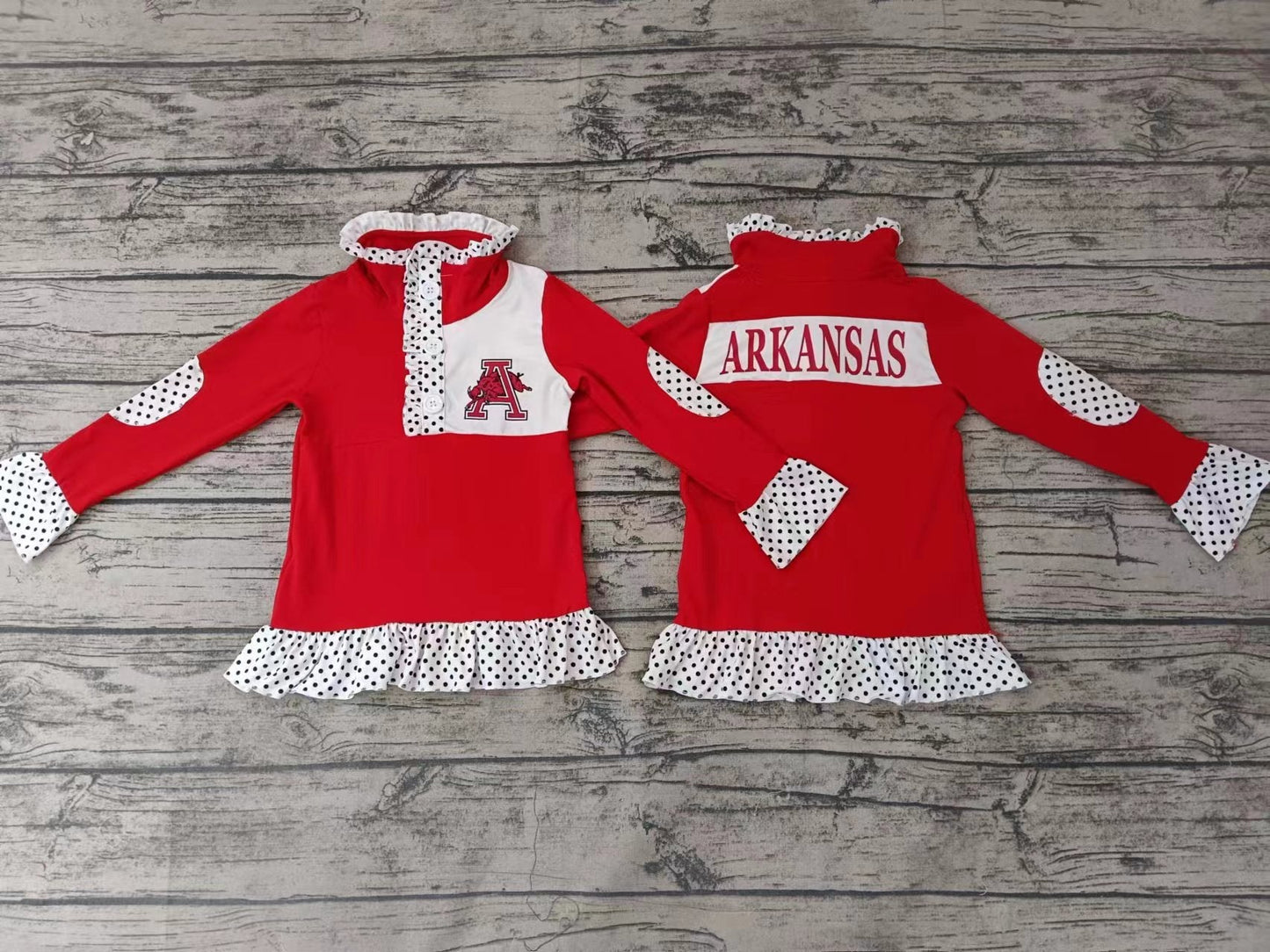 MOQ 3 pcs A hogs polka dots girls team pullover