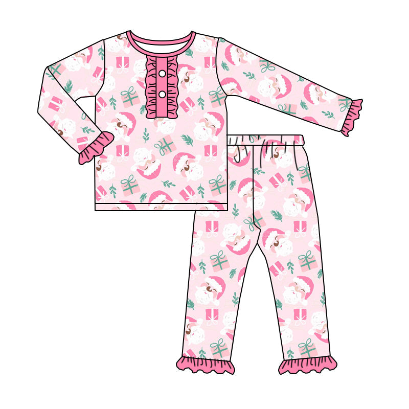 MOQ 5 pink santa gifts girls Christmas pajamas