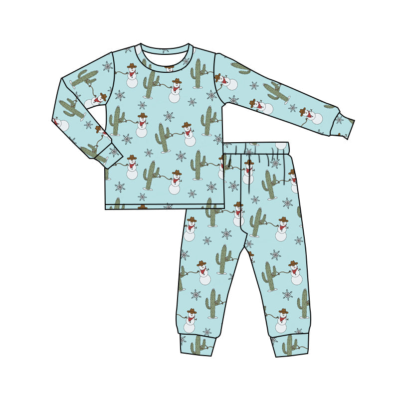 MOQ 5 cactus snowman baby kids winter pajamas