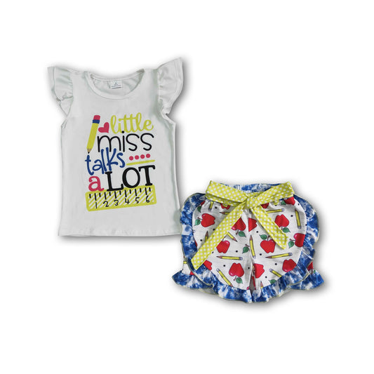Little miss talks a lot shorts girls back to school clothes