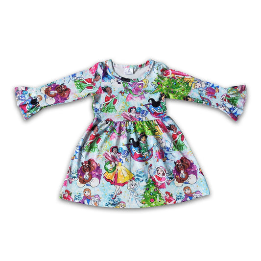Cute pincess long sleeve girls Christmas dresses