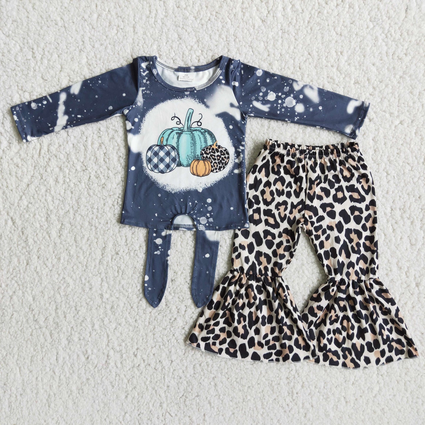 Girl Bleached Pumpkin Leopard Outfit