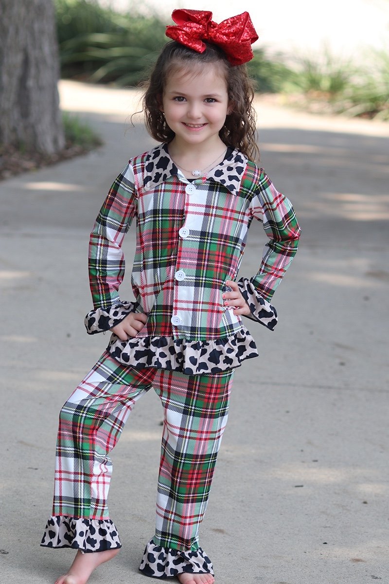 Plaid leopard pajamas Christmas sleepwear