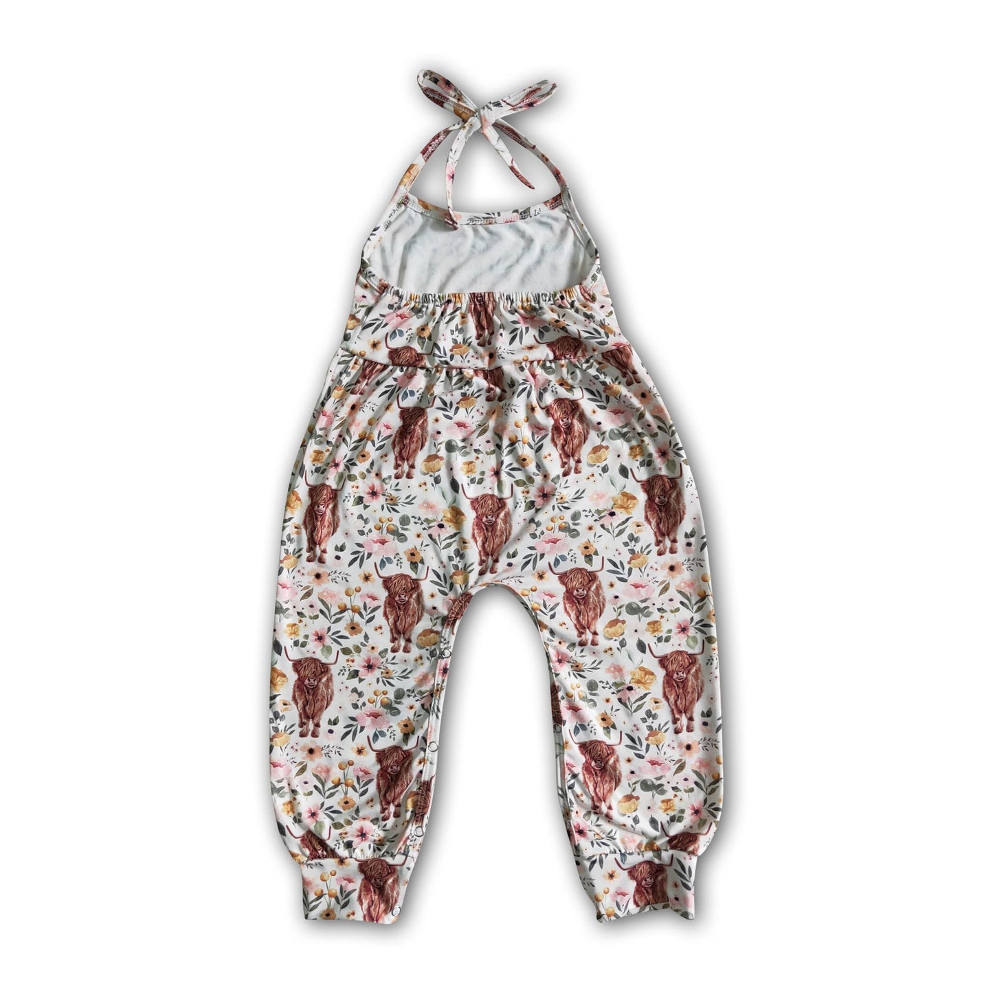 Highland cow baby girls jumpsuit