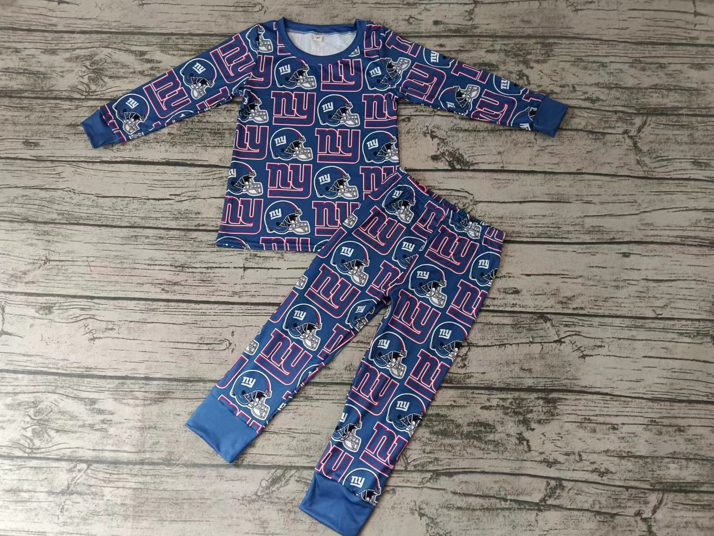 MOQ 5 long sleeves N Y blue boy team pajamas