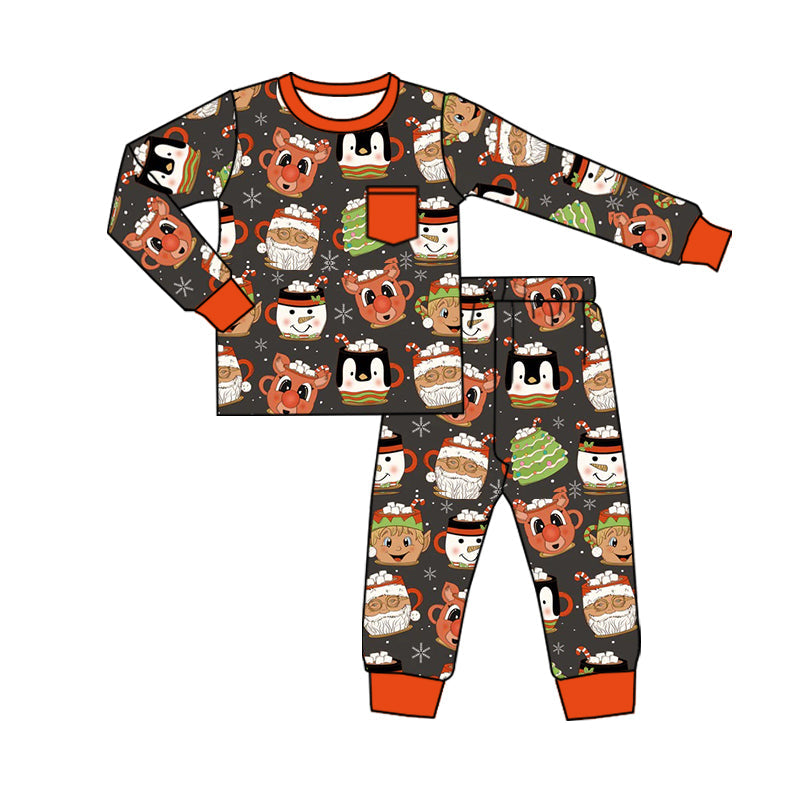 MOQ 5 snowman santa deer pocket boy Christmas pajamas