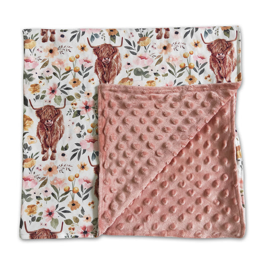Highland cow print baby kids blankets