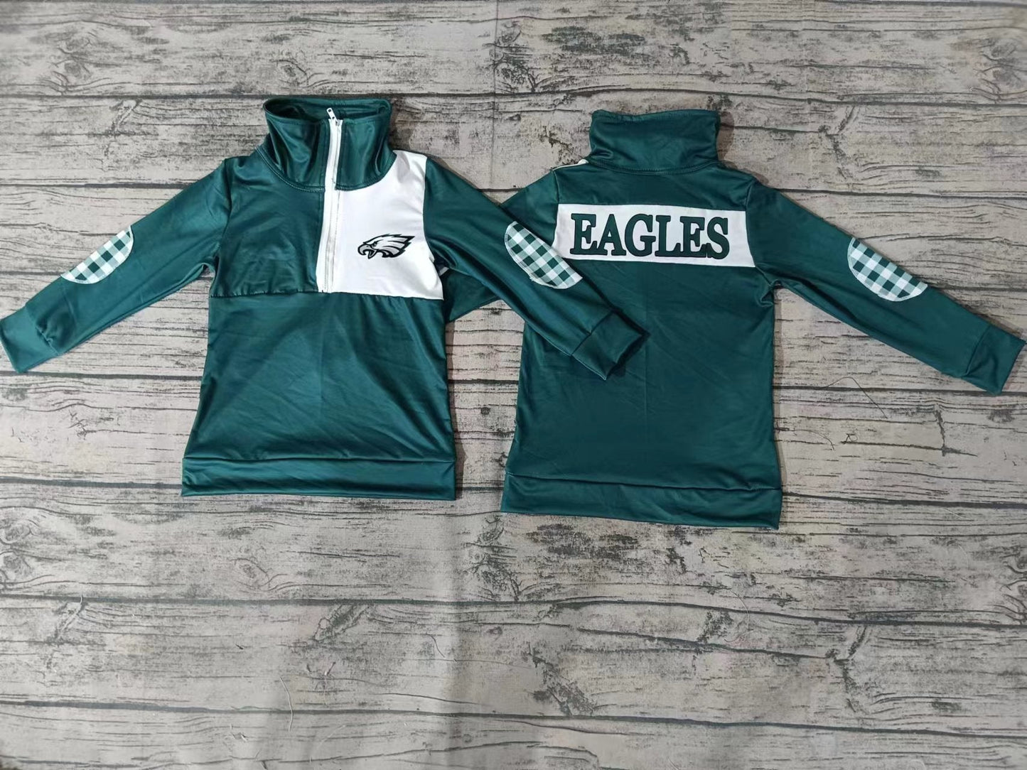 MOQ 3 pcs eagles plaid boy team pullover