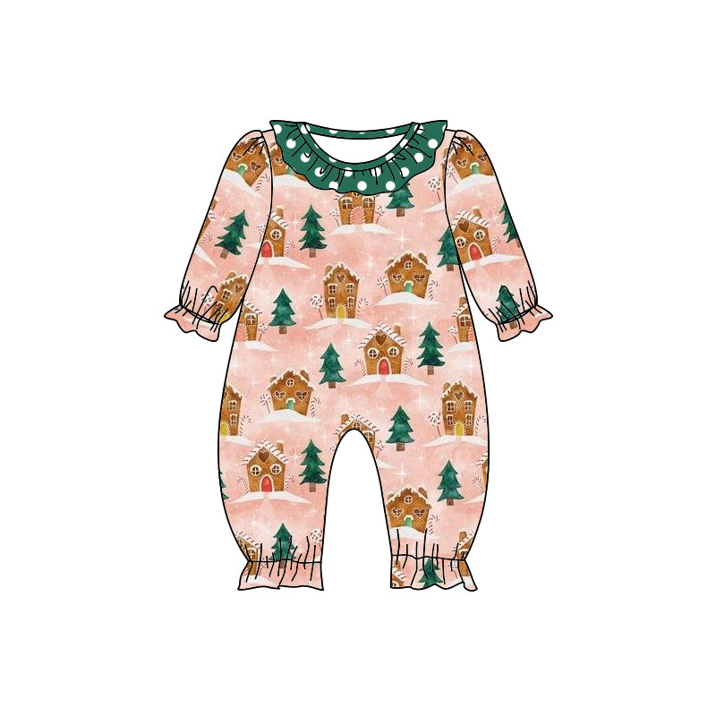 MOQ 5 PCS Candy house Christmas tree baby girls romper