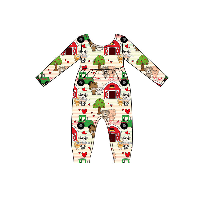 MOQ 5 PCS cow pig sheep horse farm baby kids romper