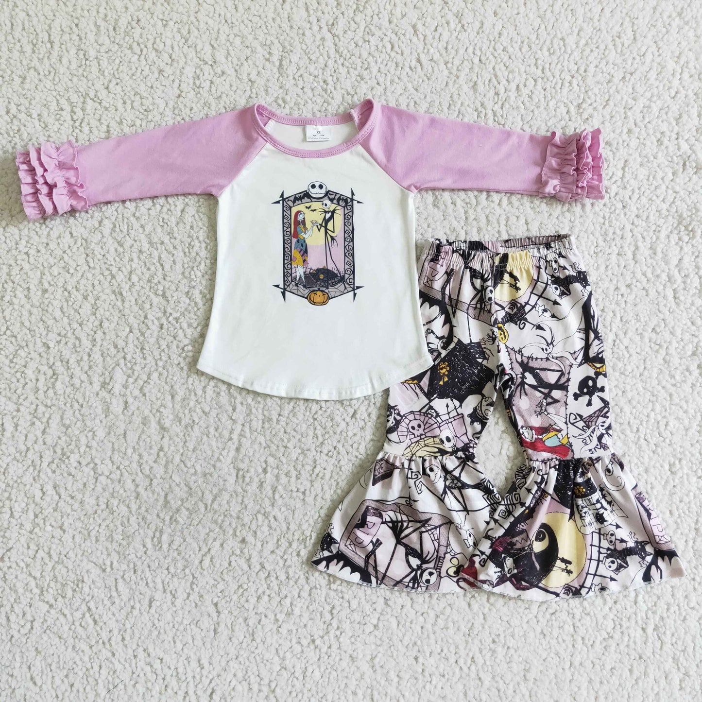 Girl purple long sleeve skull pants Halloween outfit