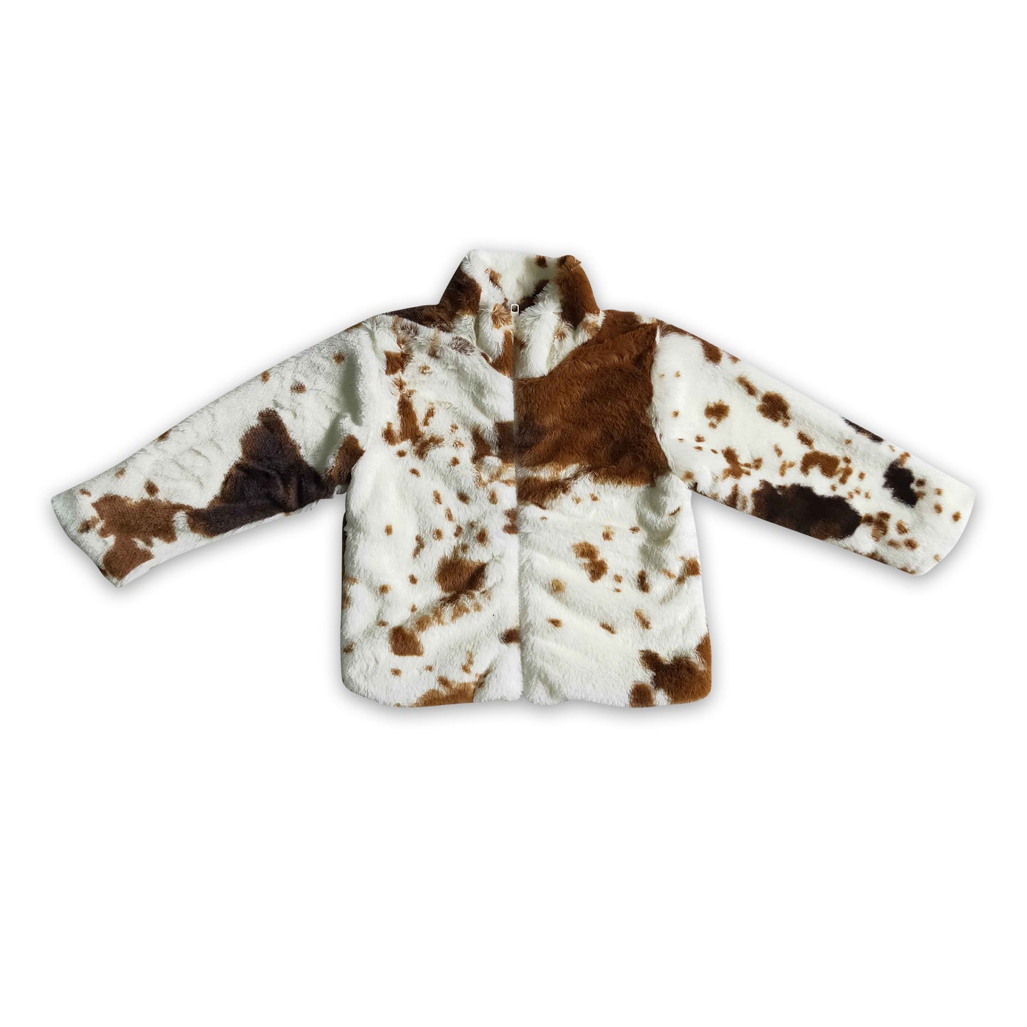 Brown cow full zipper baby girls western jackets