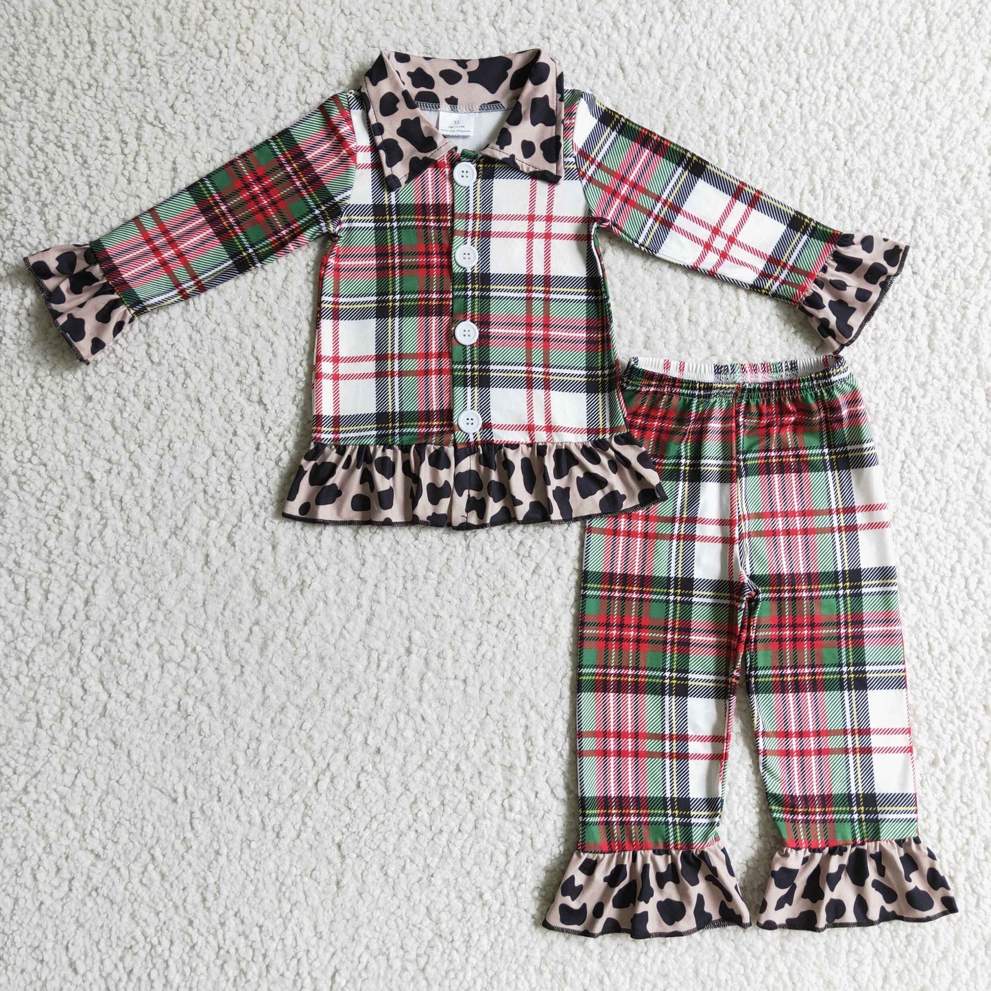 Plaid leopard pajamas Christmas sleepwear
