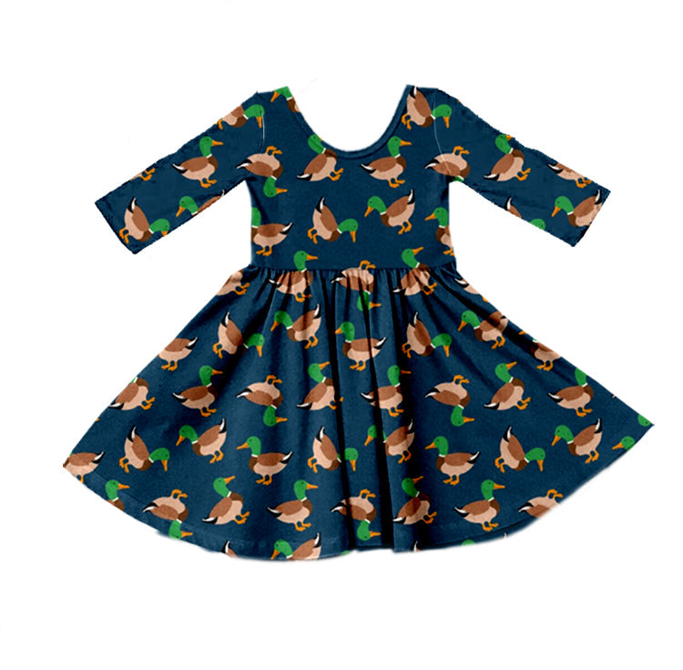 MOQ 5 blue duck long sleeves kids girls dresses