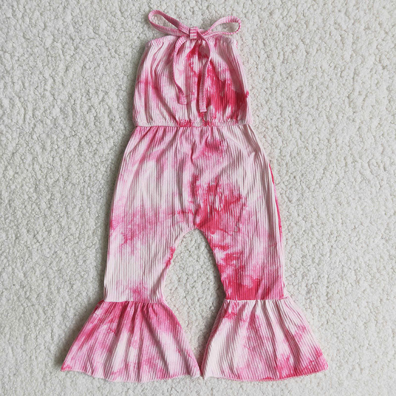 Girl Pink Tie Dye Jumpsuit