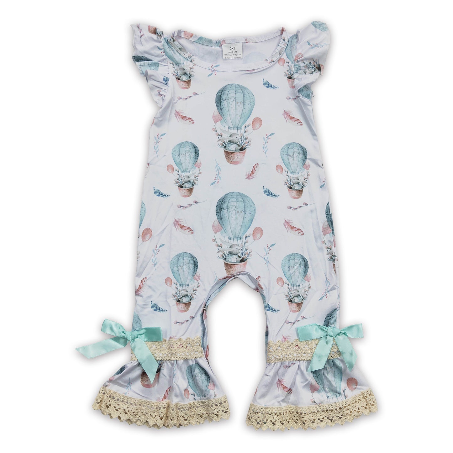 Flutter sleeves rabbit balloon baby girls easter romper
