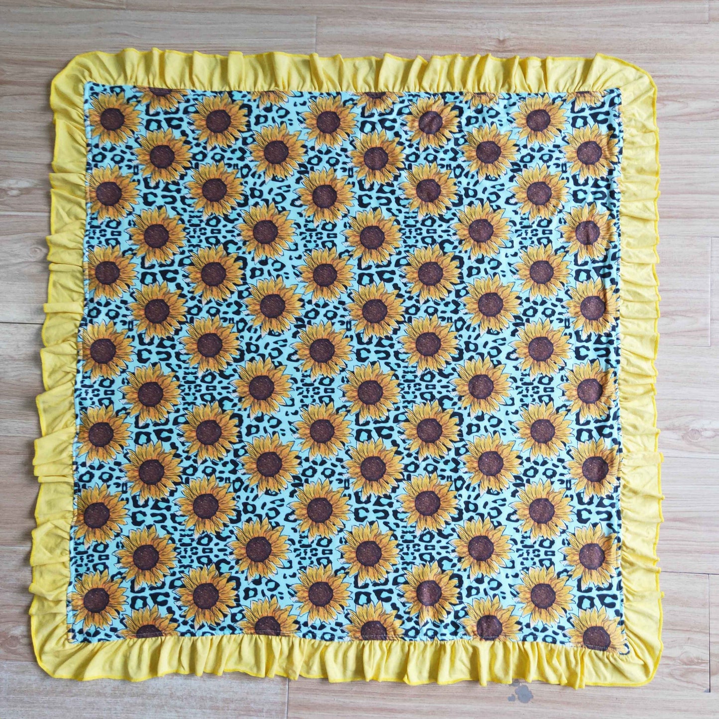 Sunflower leopard baby girls ruffle blankets