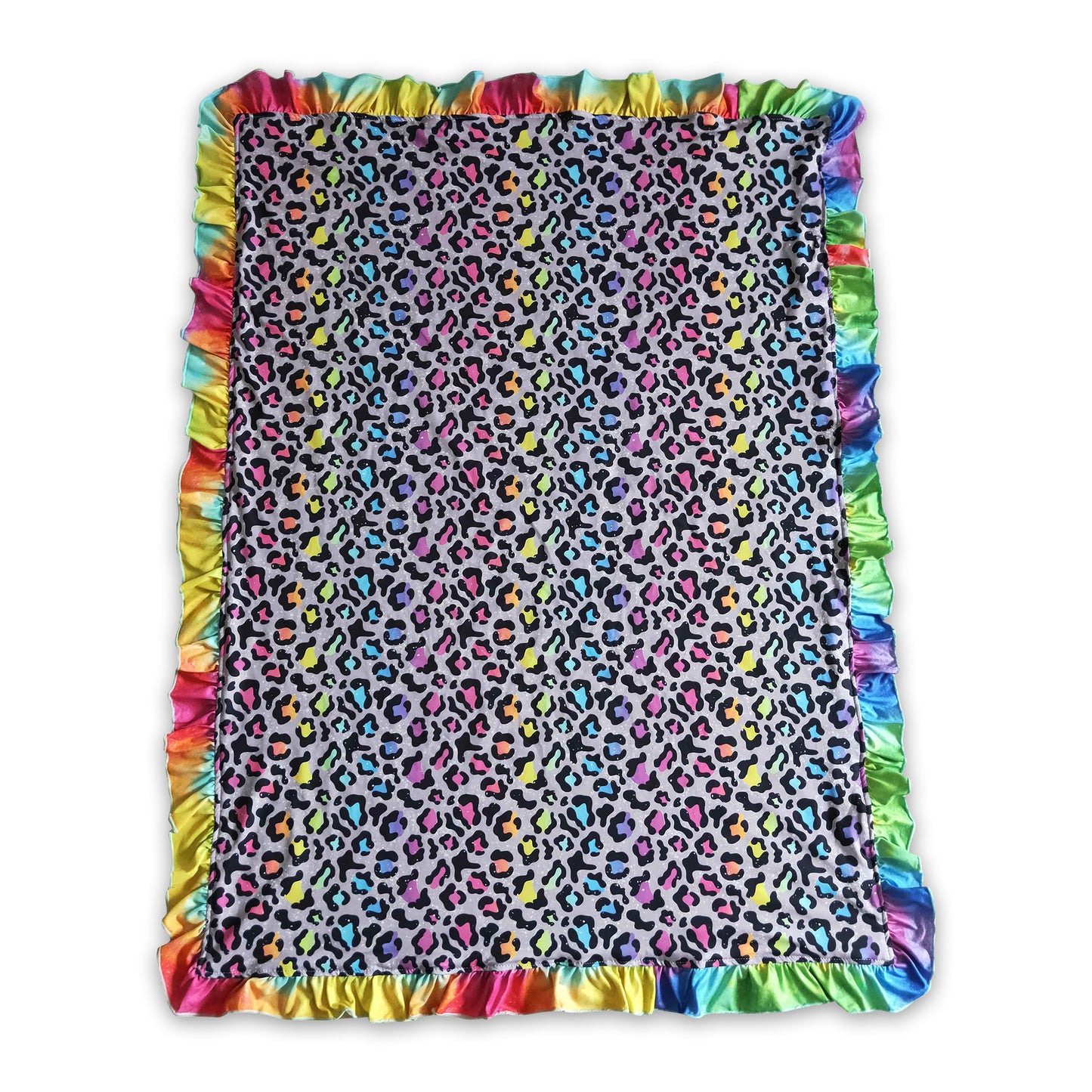 Colorful leopard rainbow ruffle baby kids blankets