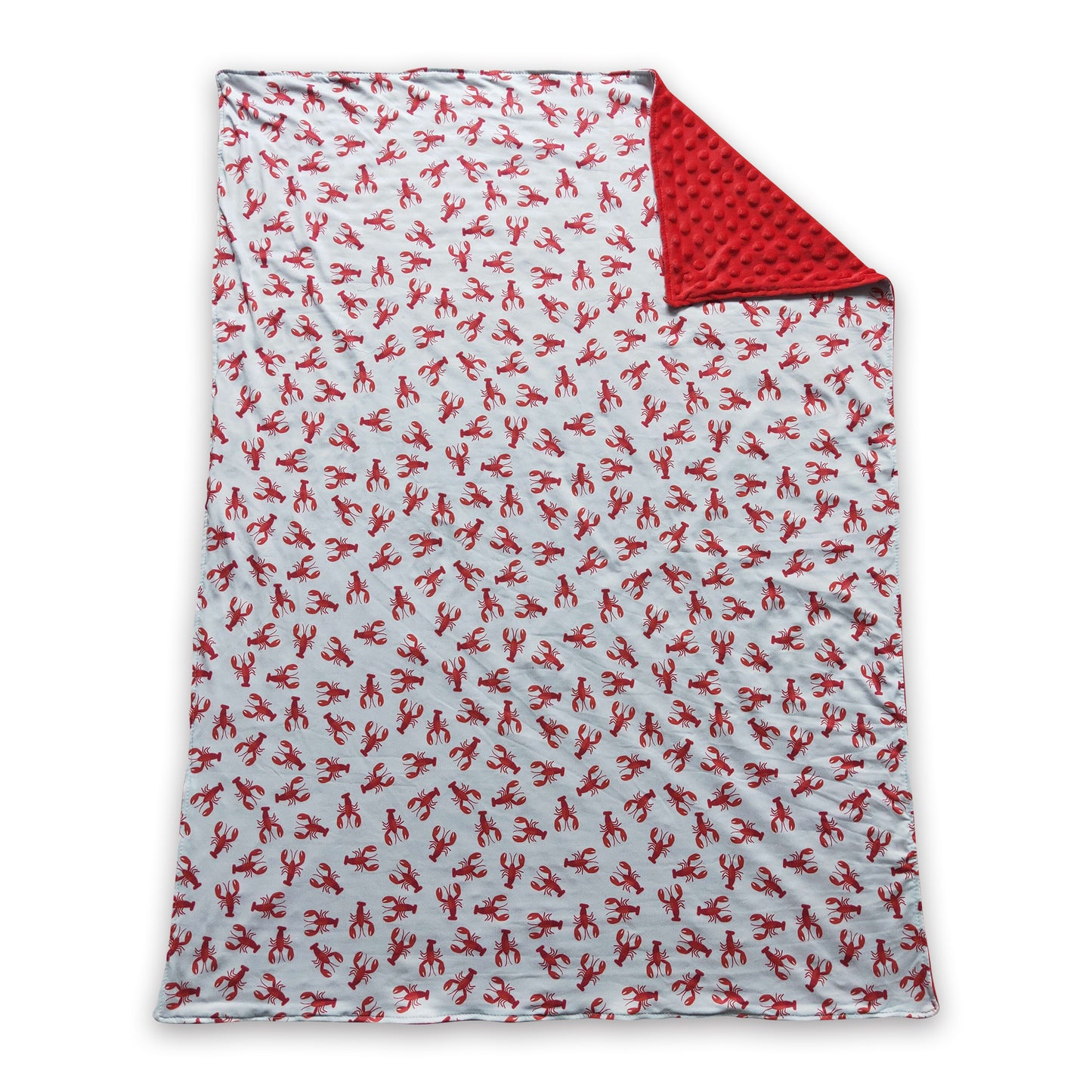 Crawfish red polka dots baby minky blankets