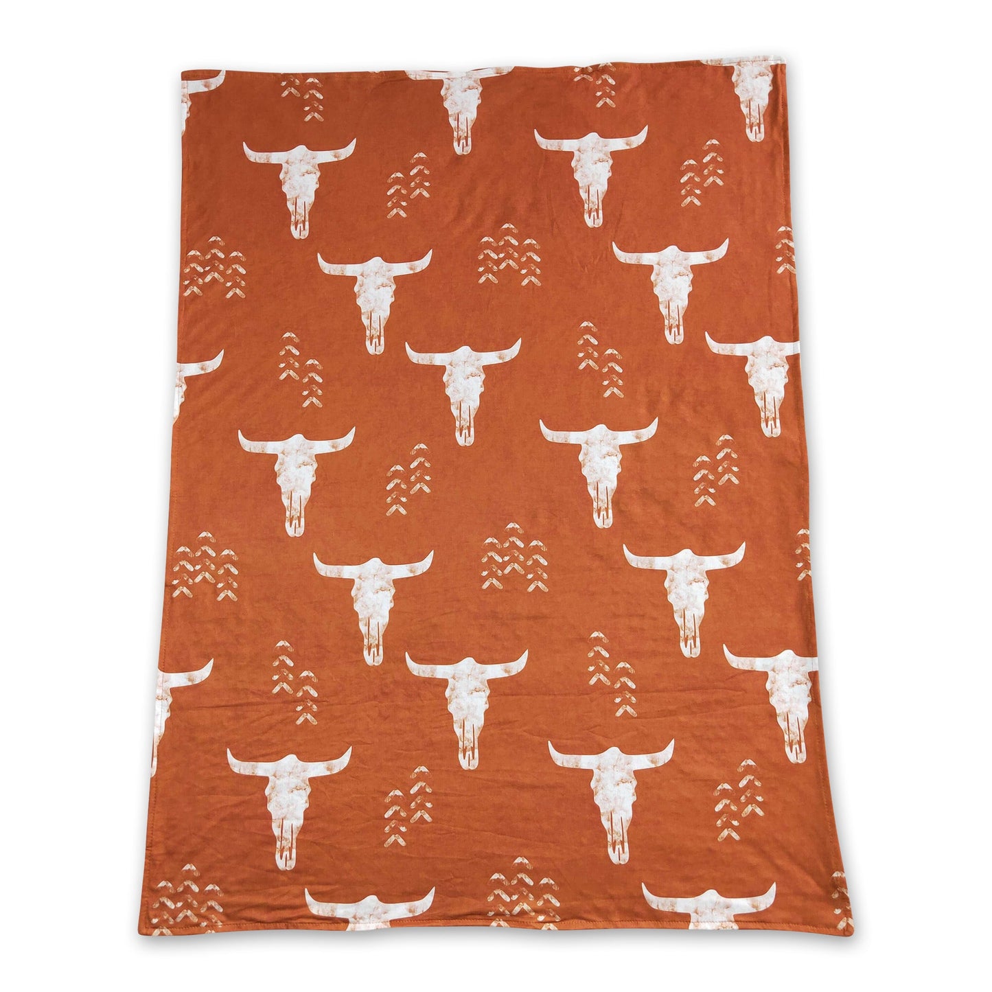 Brown bull skull baby kids western blankets ship from US
