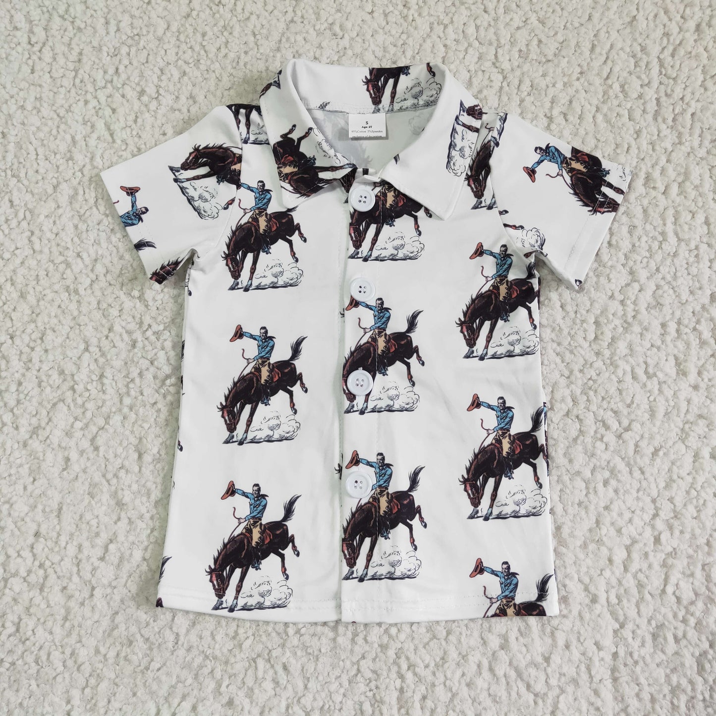 Short sleeve rodeo horse boy kids polo shirt