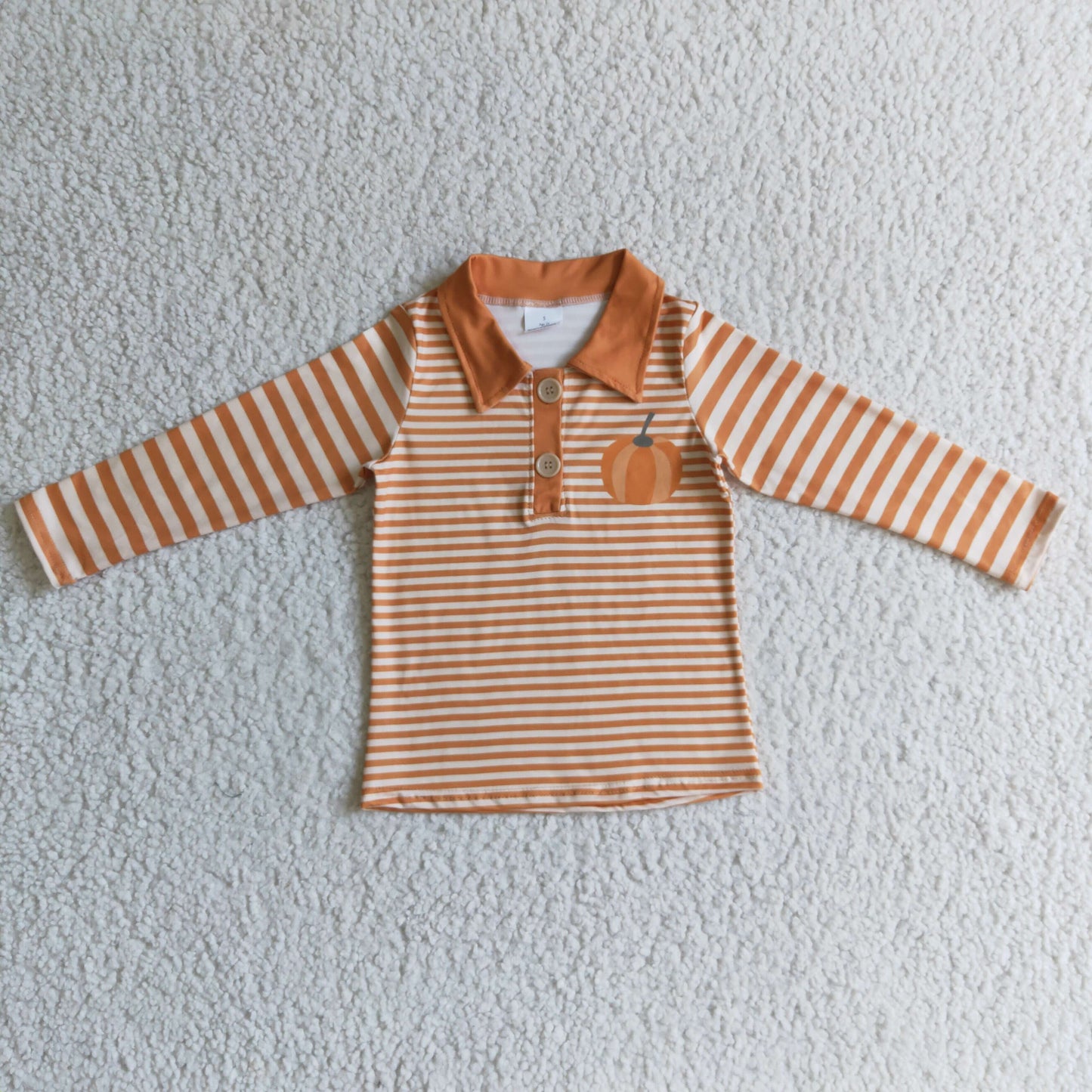 Pumpkin stripe long sleeves kids boy fall shirt