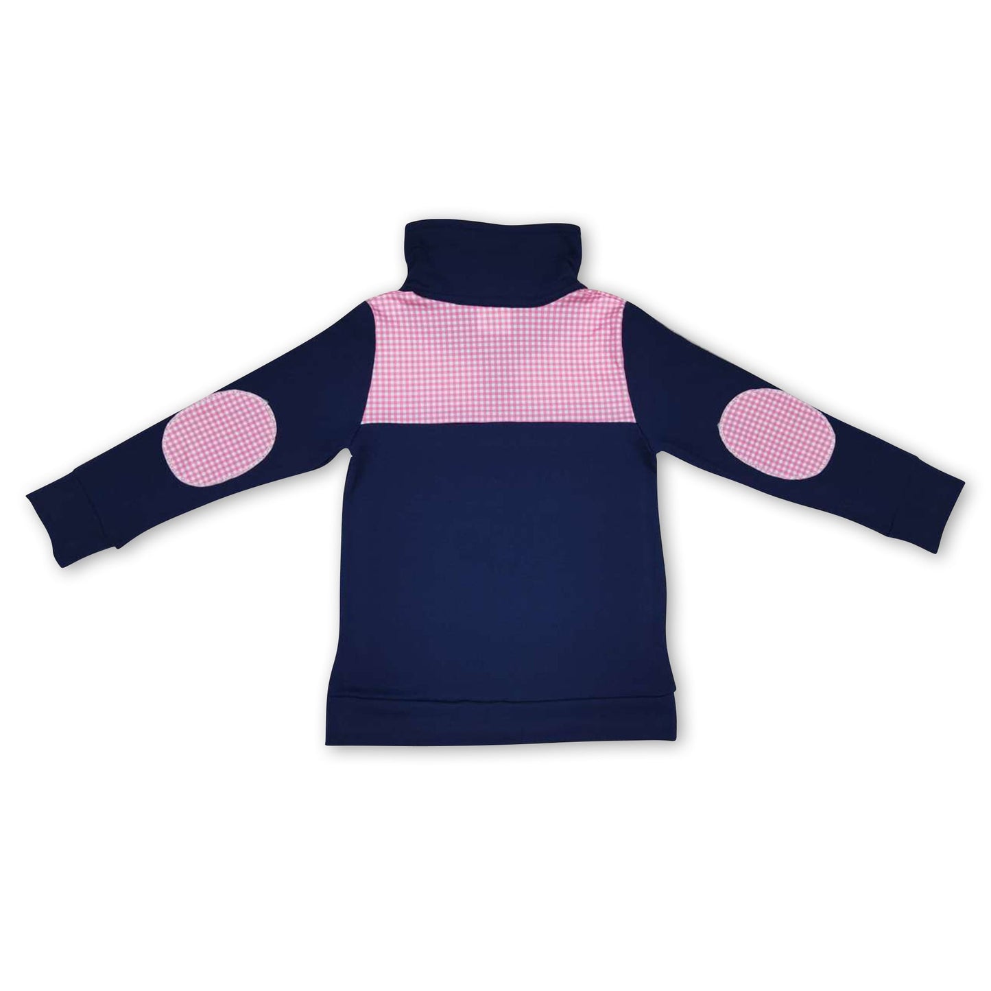 Navy cotton red plaid kids boy zipper pullover