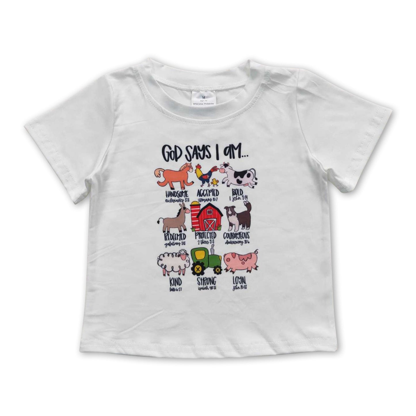 God says I am short sleeves kids farm shirt