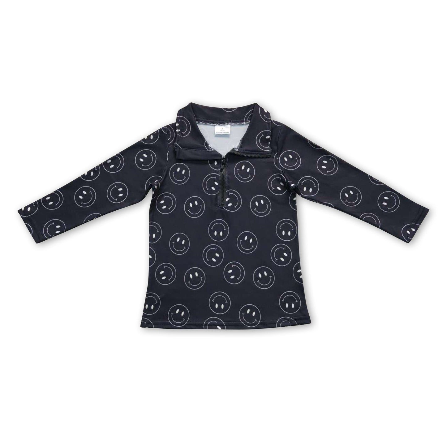 Black smile long sleeves kids boy pullover