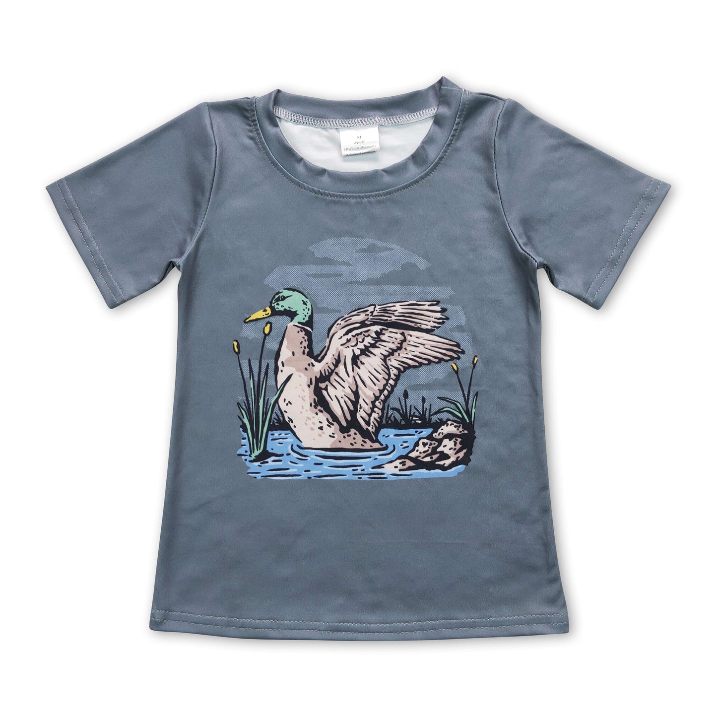 Green short sleeves duck kids boys hunting shirt