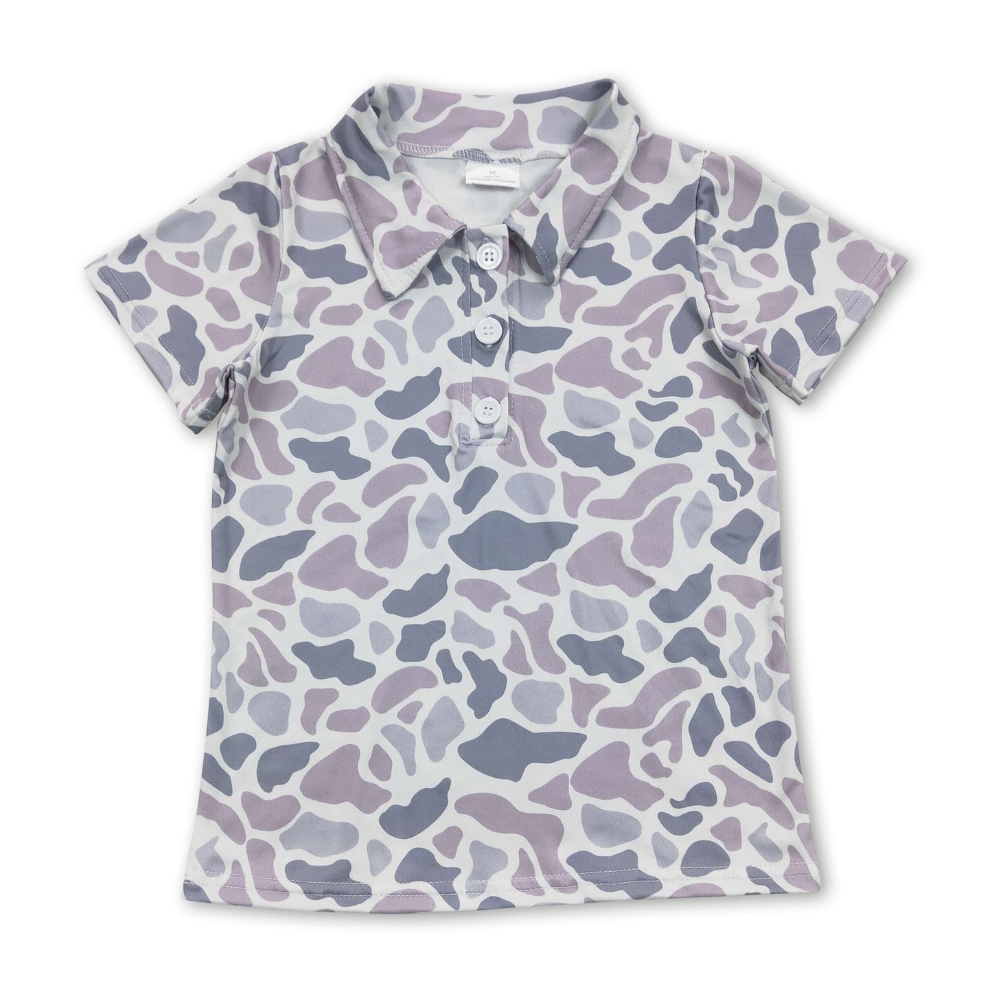 Short sleeves grey camo kids boys polo shirt ship from US