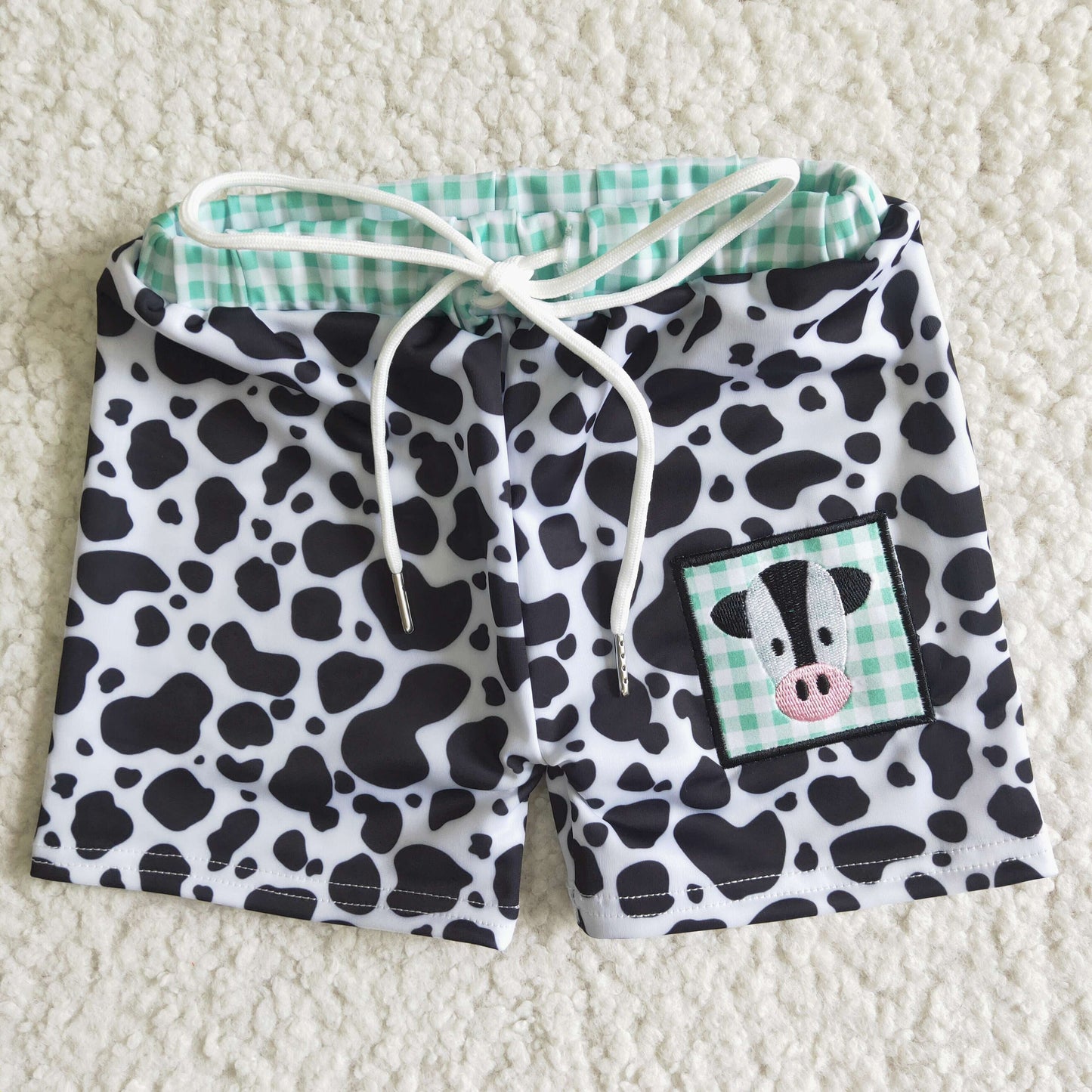 Cow embroidery baby boy trunks summer swimsuit