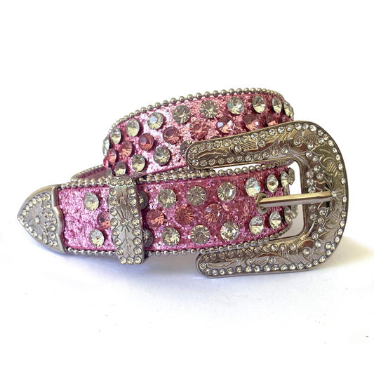 Rhinestones pink baby girls belt