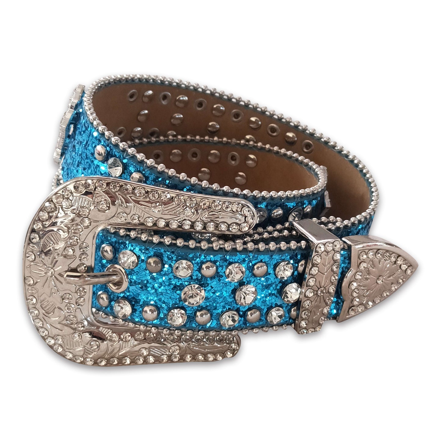 Rhinestones blue cross baby girls belt