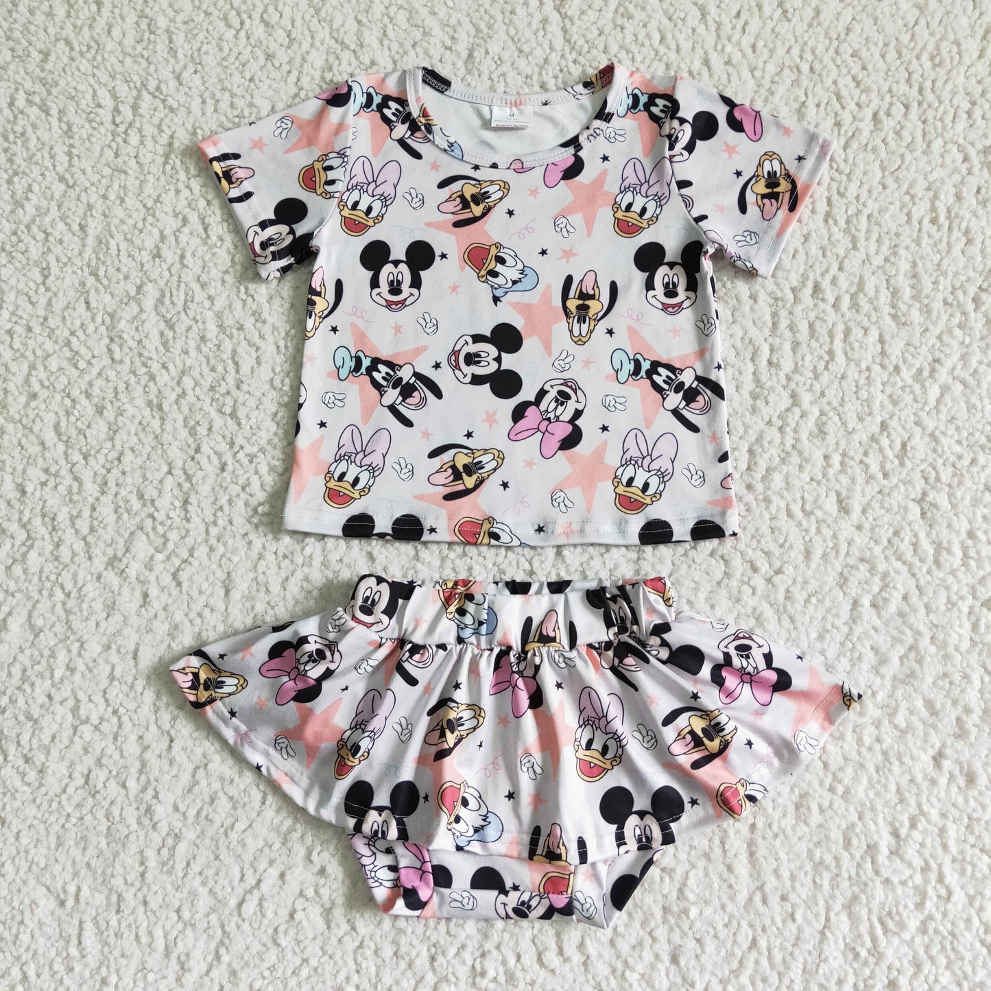 Short sleeve shirts bummies with skirt baby outfits