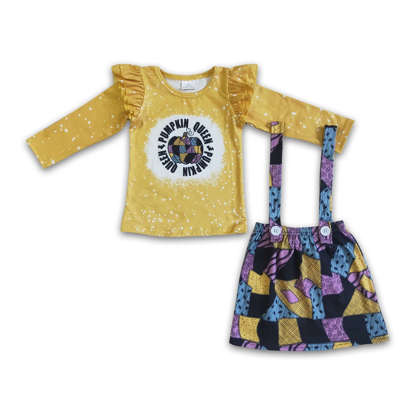 Queen pumpkin shirt patchwork skirt girls Halloween clothes