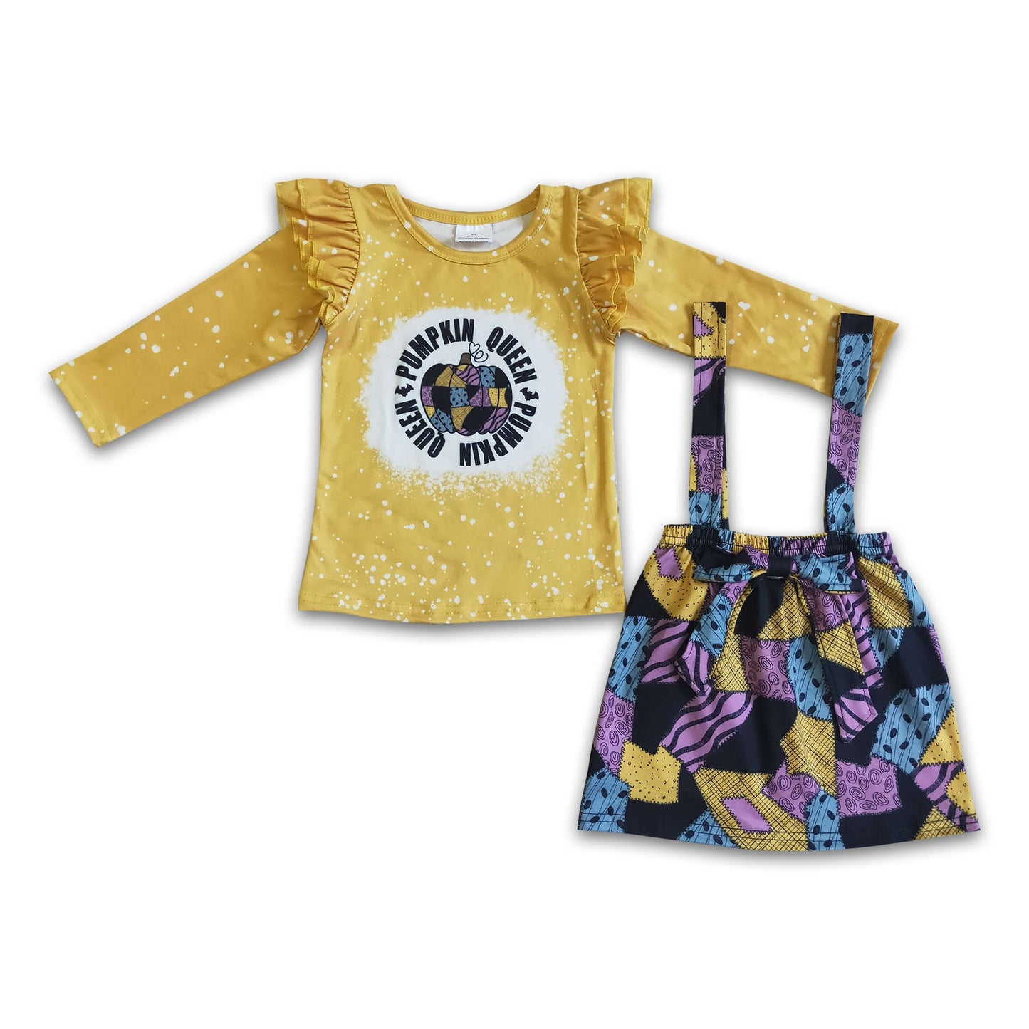 Queen pumpkin shirt patchwork skirt girls Halloween clothes