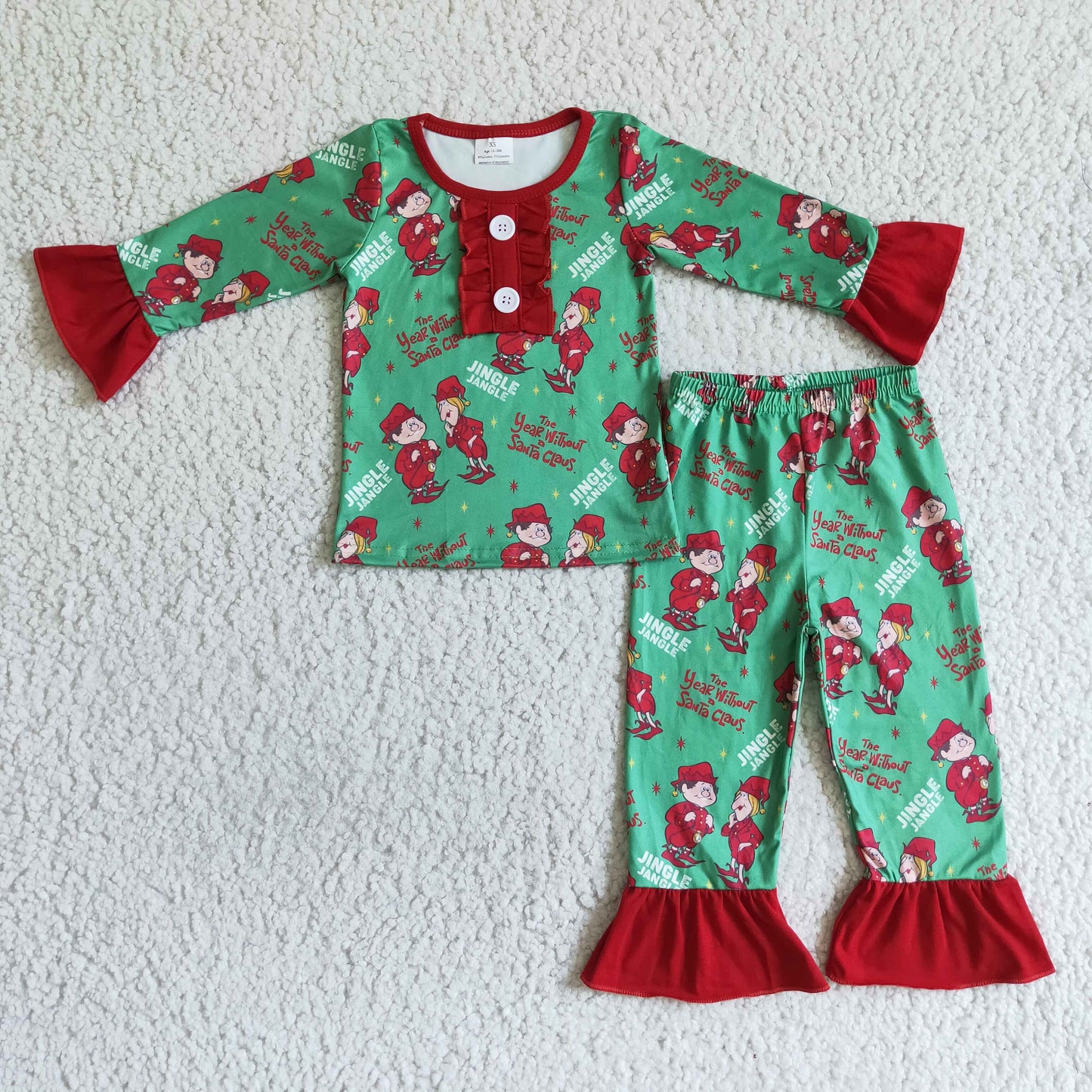 Jingle santa claus baby girls Christmas pajamas