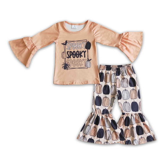Spooky shirt pumpkin pants kids girls Halloween set