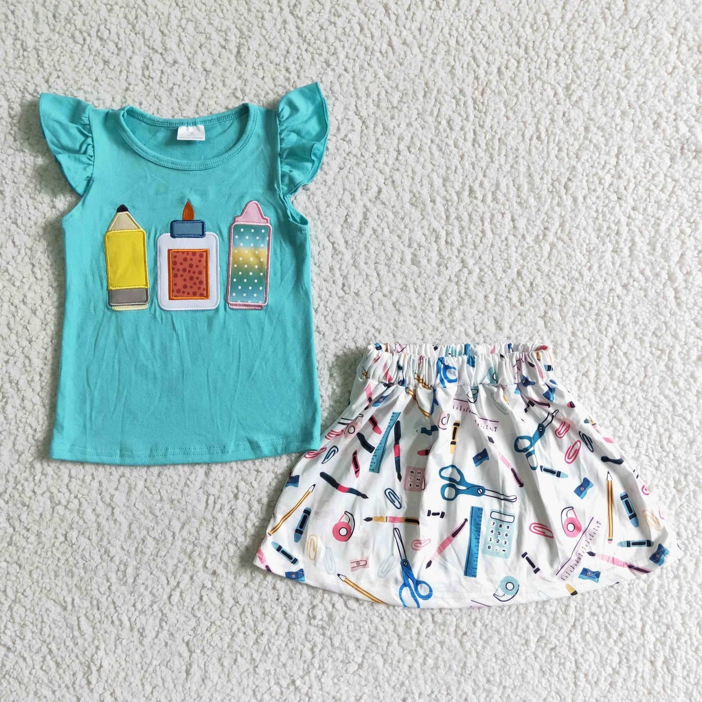 Pencil embroidery shirt skirt girls back to school clothes