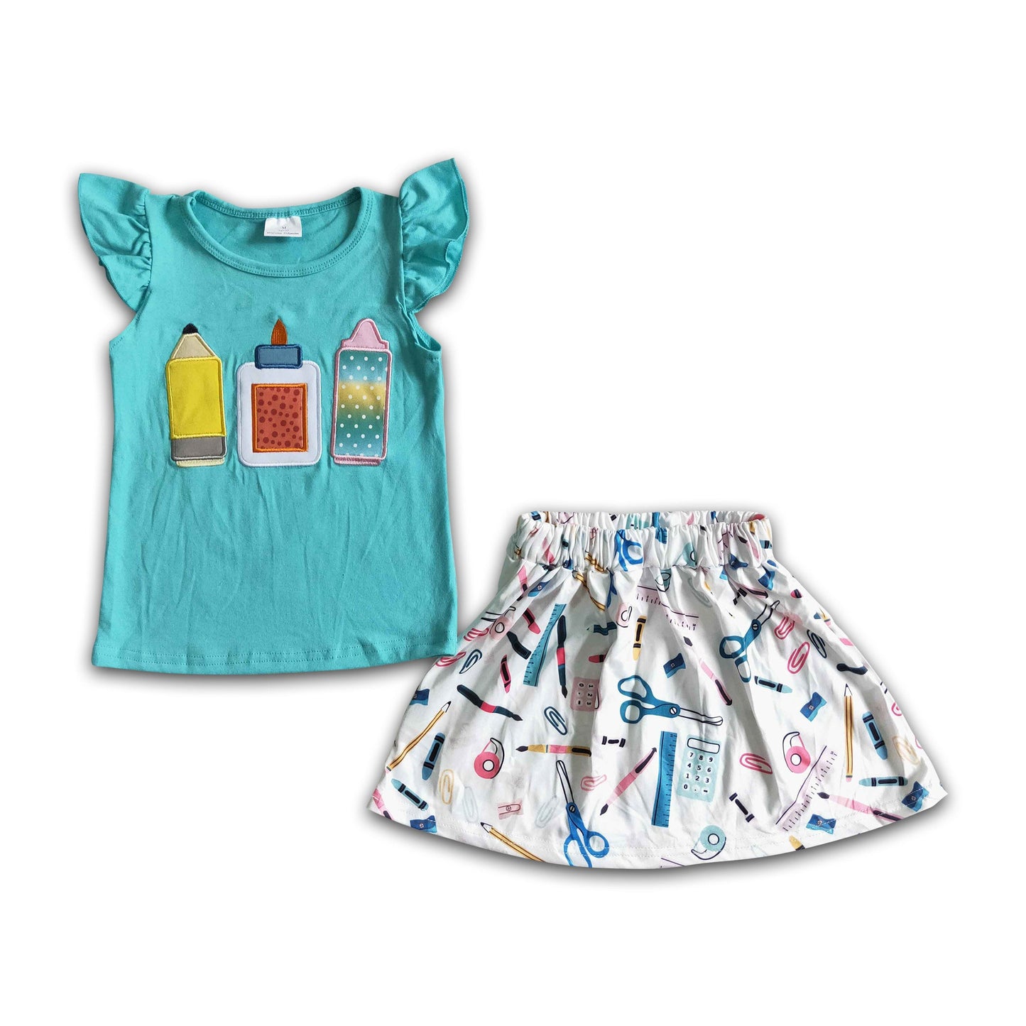 Pencil embroidery shirt skirt girls back to school clothes