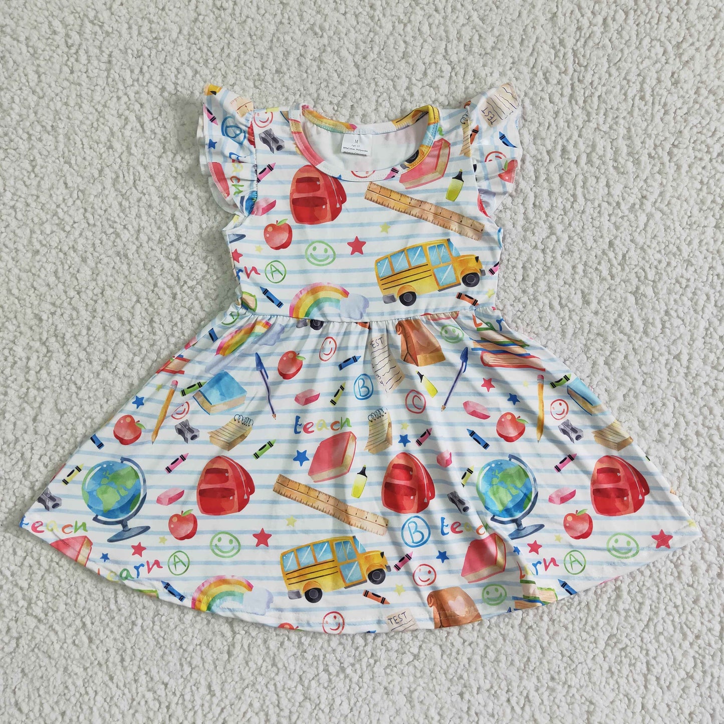 Flutter sleeve baby girls back to school dresses