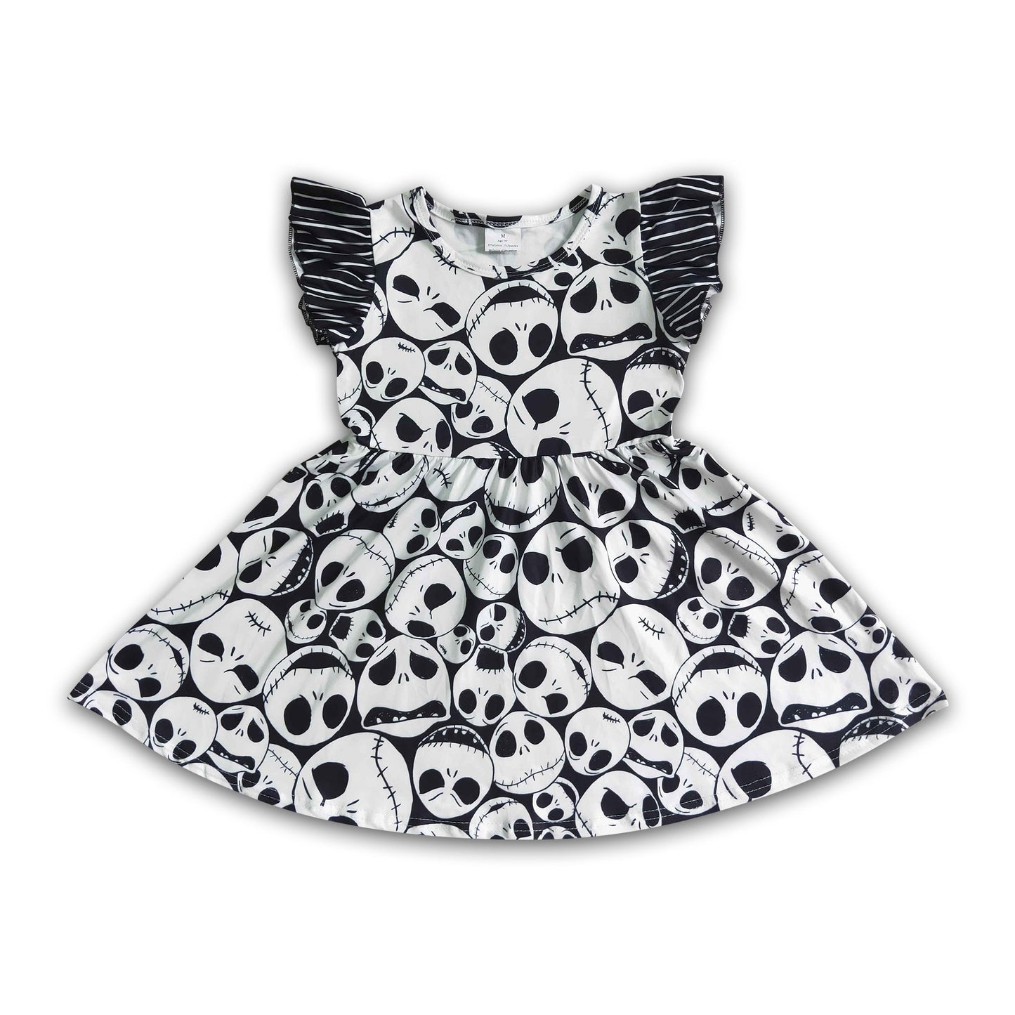 Flutter sleeve skull baby kids Halloween dresses