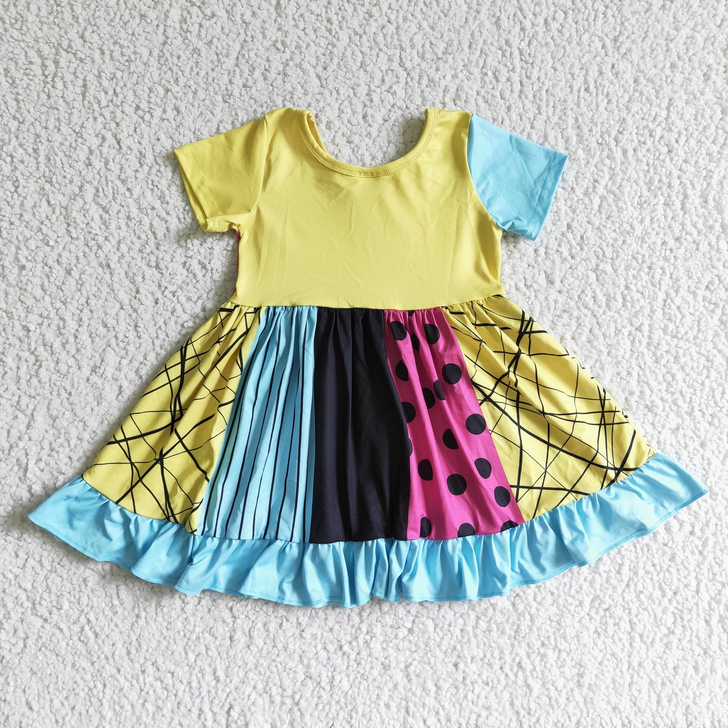 Skull short sleeve girls Halloween panel dress