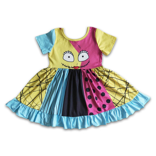 Skull short sleeve girls Halloween panel dress